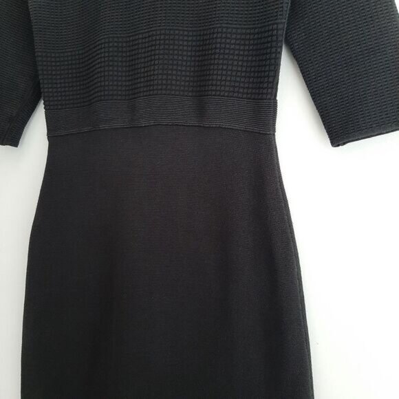 TALBOTS Sweater Textured Fine Knit V-Neck Dress Black Sz M P - Picture 8 of 15